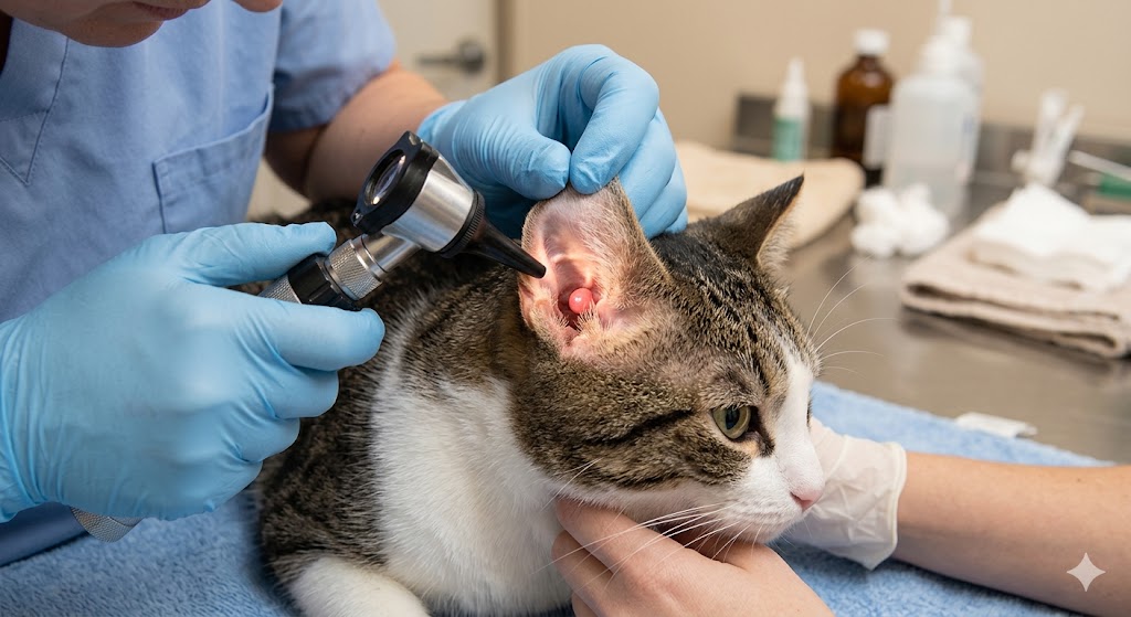 полип в ухе у кошки