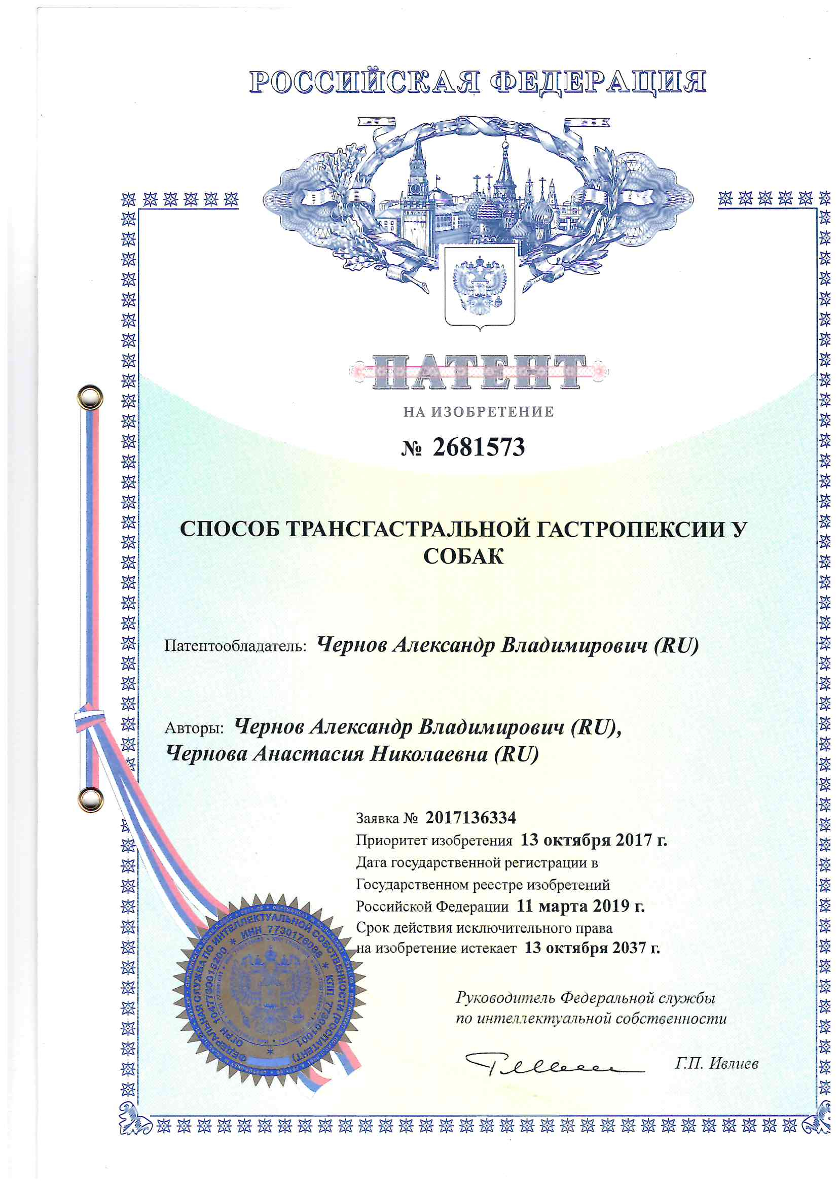 Патент трансгастральной гастроскопии у собак